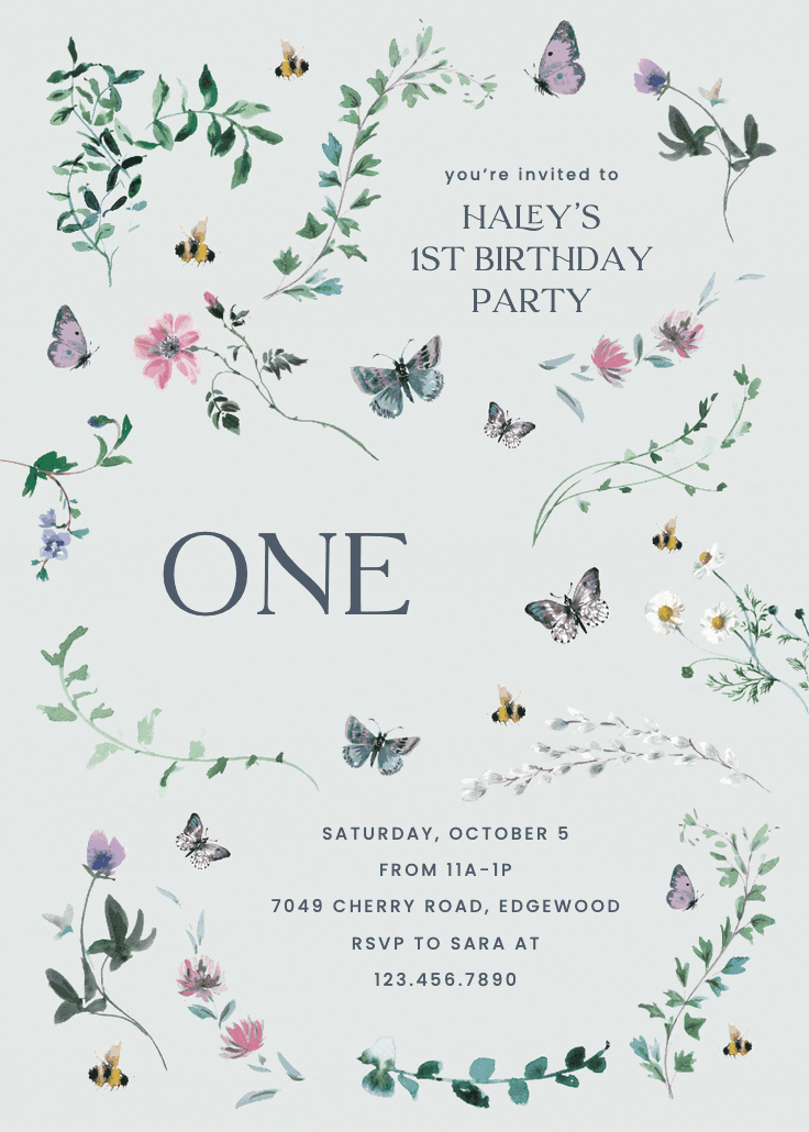 Gentle garden -  invitación de cumpleaños