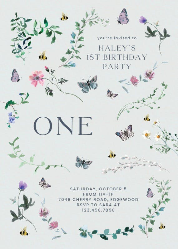Gentle garden - printable party invitation