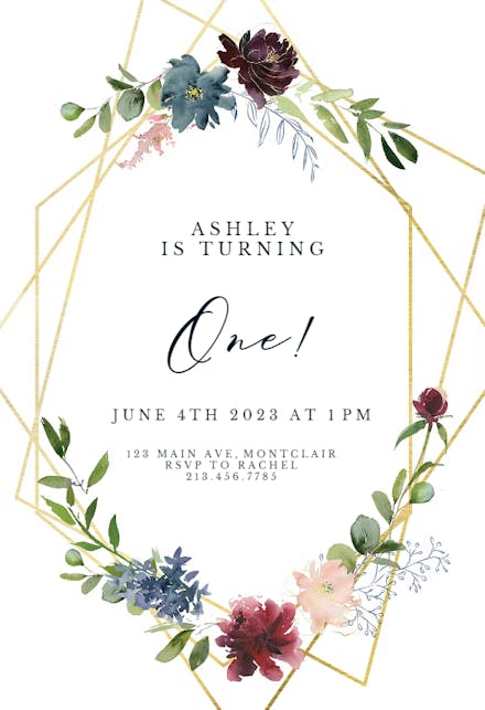 Geometric & Flowers - Birthday Invitation