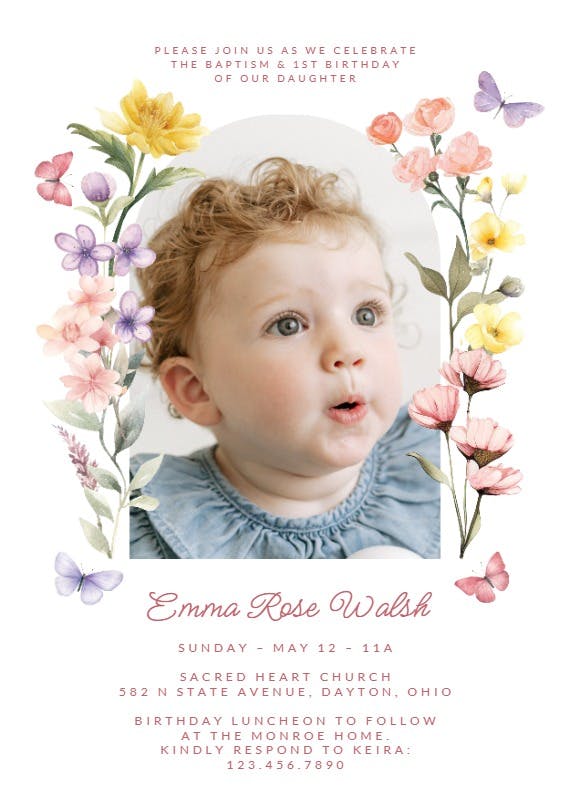 Gracious Gift - 1st Birthday Invitation Template (Free) | Greetings Island