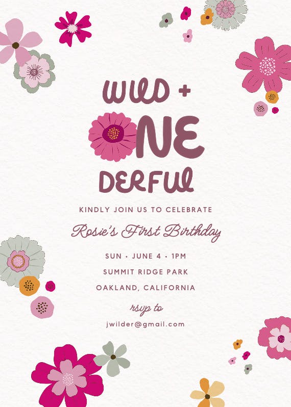 Groovy blooms - birthday invitation