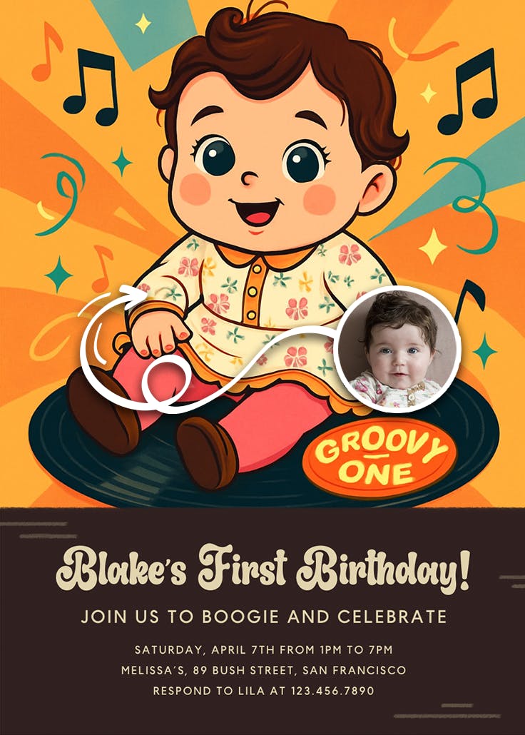 Groovy one - invitación de cumpleaños