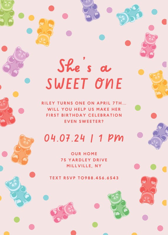 Gummy bears everywhere - printable party invitation