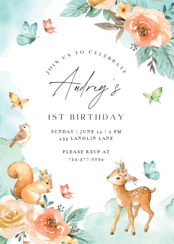 Happy forest -  invitación de cumpleaños
