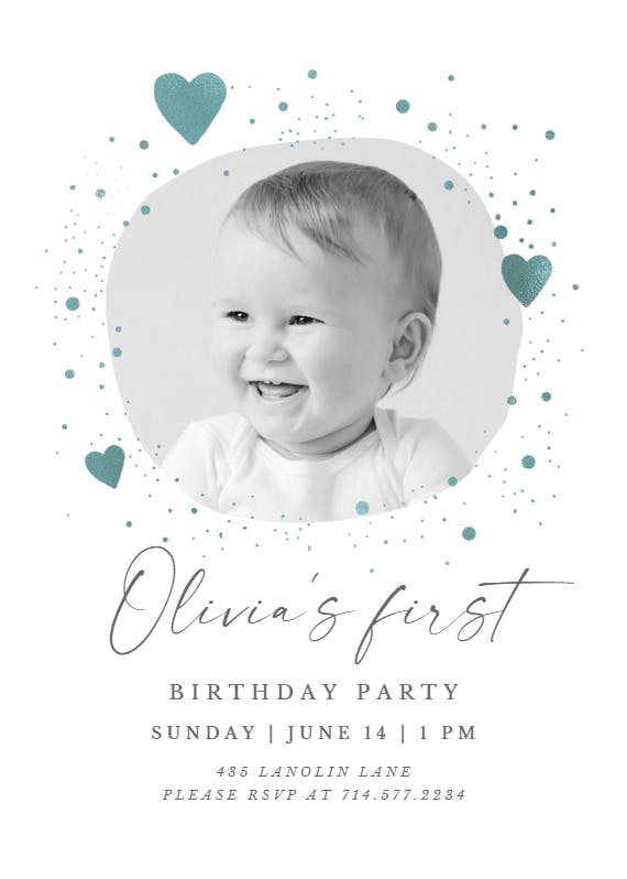 Hearts and dots - birthday invitation