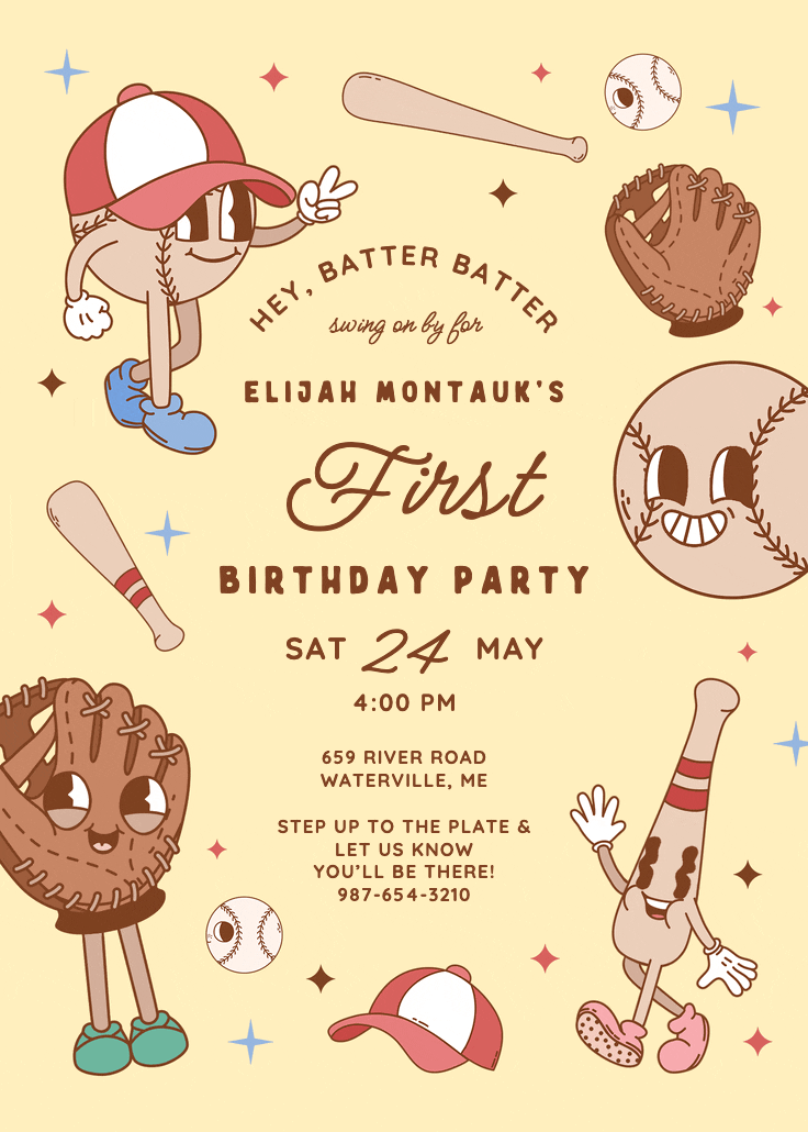 Hey, batter batter - birthday invitation