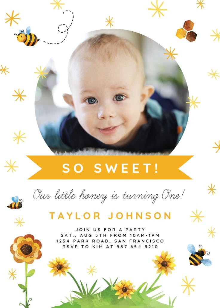 Honey bee - invitación de cumpleaños