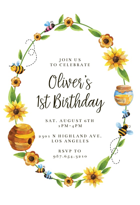 Honey bee -  invitación de cumpleaños