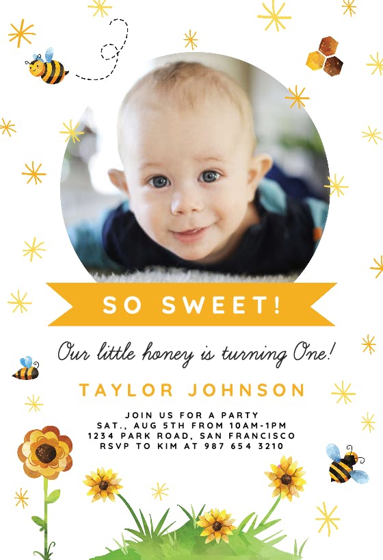 Honey bee - birthday invitation