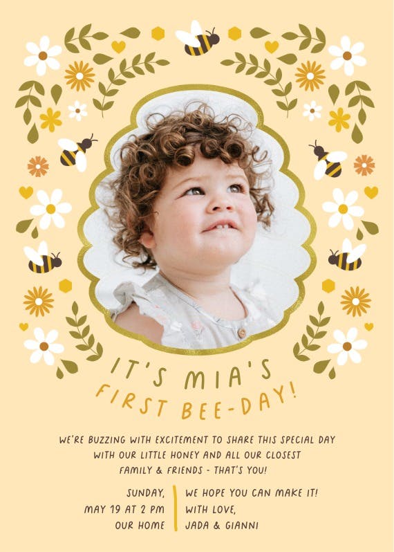 Honey bees photo - printable party invitation