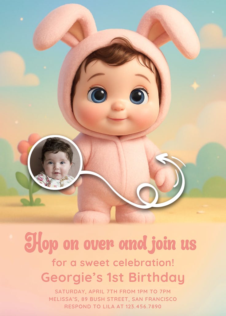 Hop on over - invitación de cumpleaños