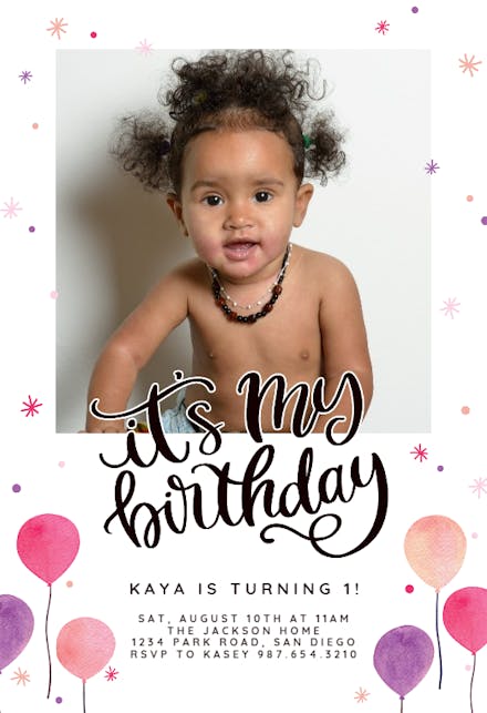Its My Birthday Balloons - Birthday Invitation