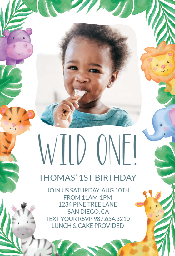 show original title Details about   Personalised photo 1st birthday invitations free proof first 