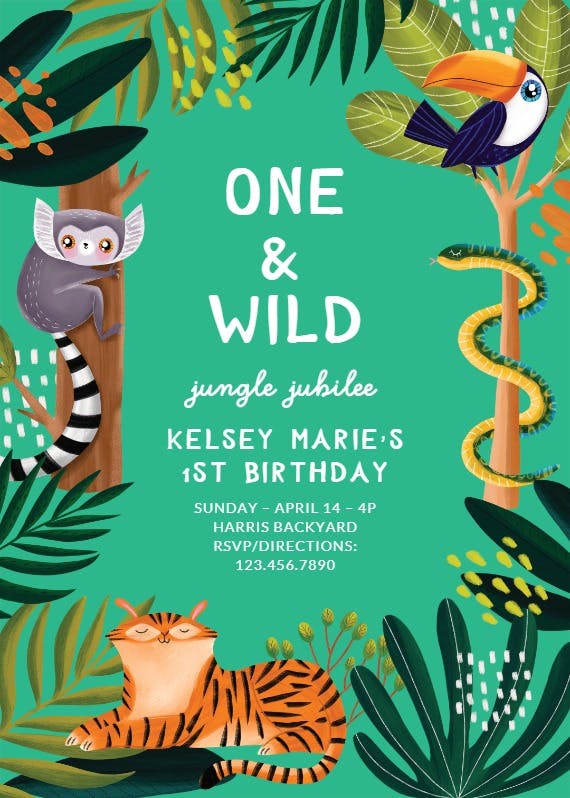 Jungle gems -  invitación de cumpleaños