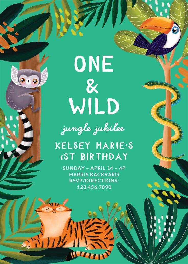 Jungle gems -  invitación de cumpleaños