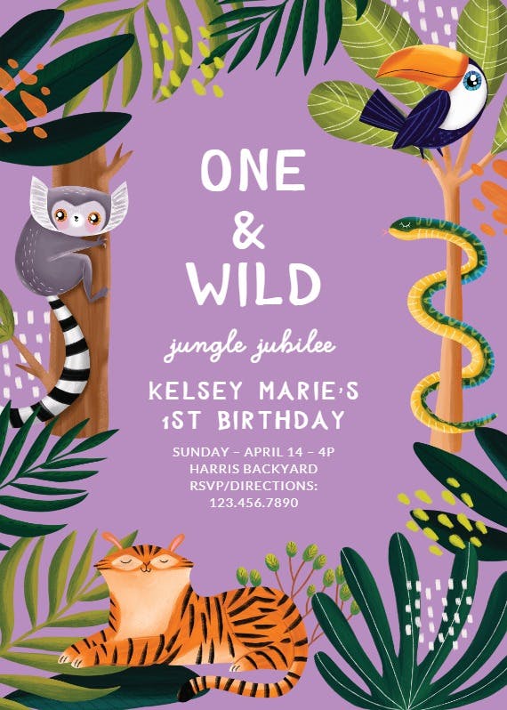 Jungle gems -  invitación de cumpleaños