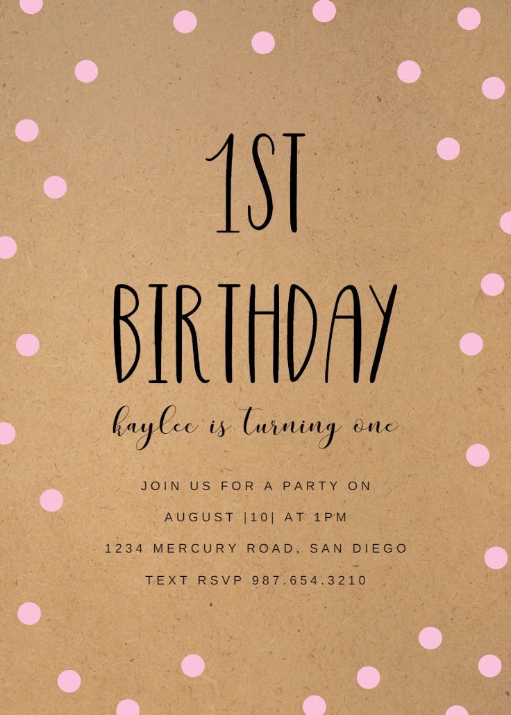 Kraft and dots - birthday invitation