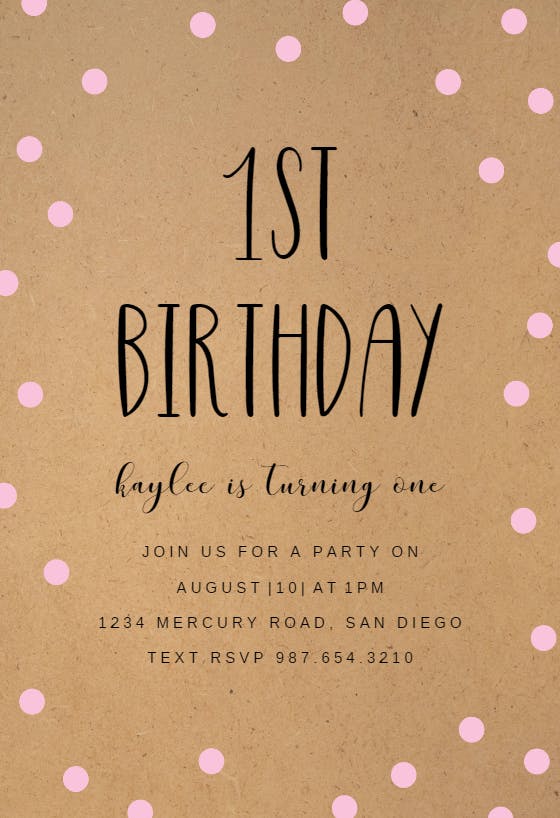 Kraft and dots -  invitación de cumpleaños