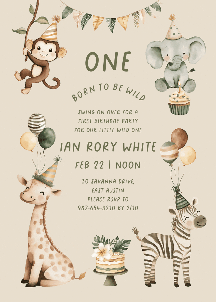 Little & wild - invitación de cumpleaños