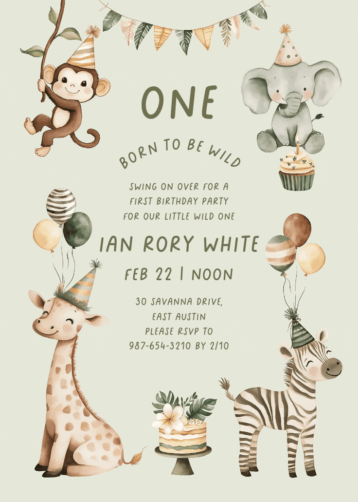Little & wild - invitación de cumpleaños