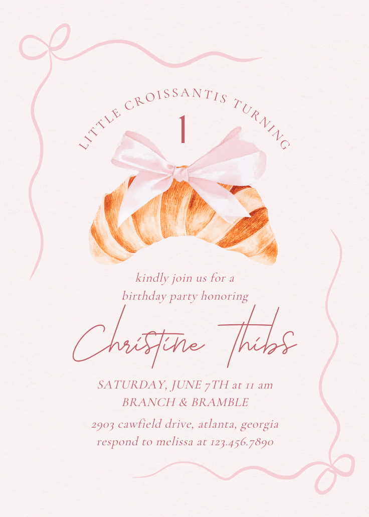Little croissant - birthday invitation