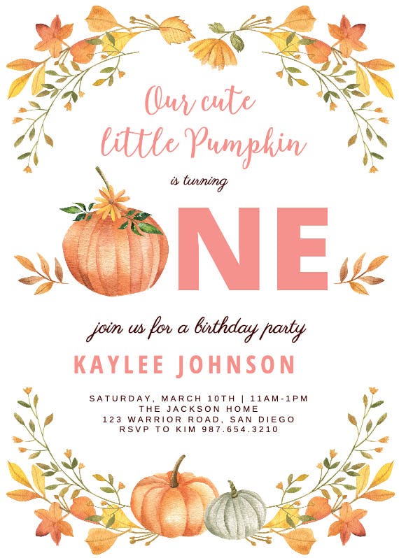 Little pumpkin -  invitación de cumpleaños