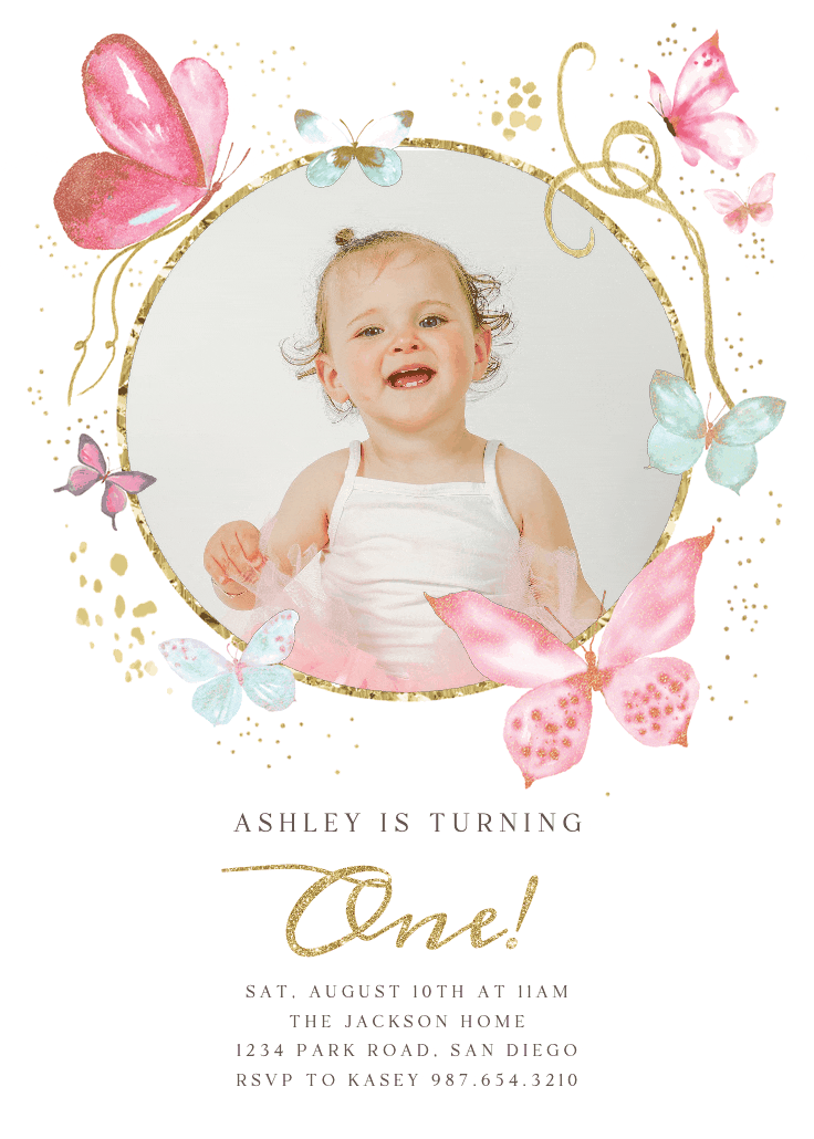 Magical butterflies photo - birthday invitation