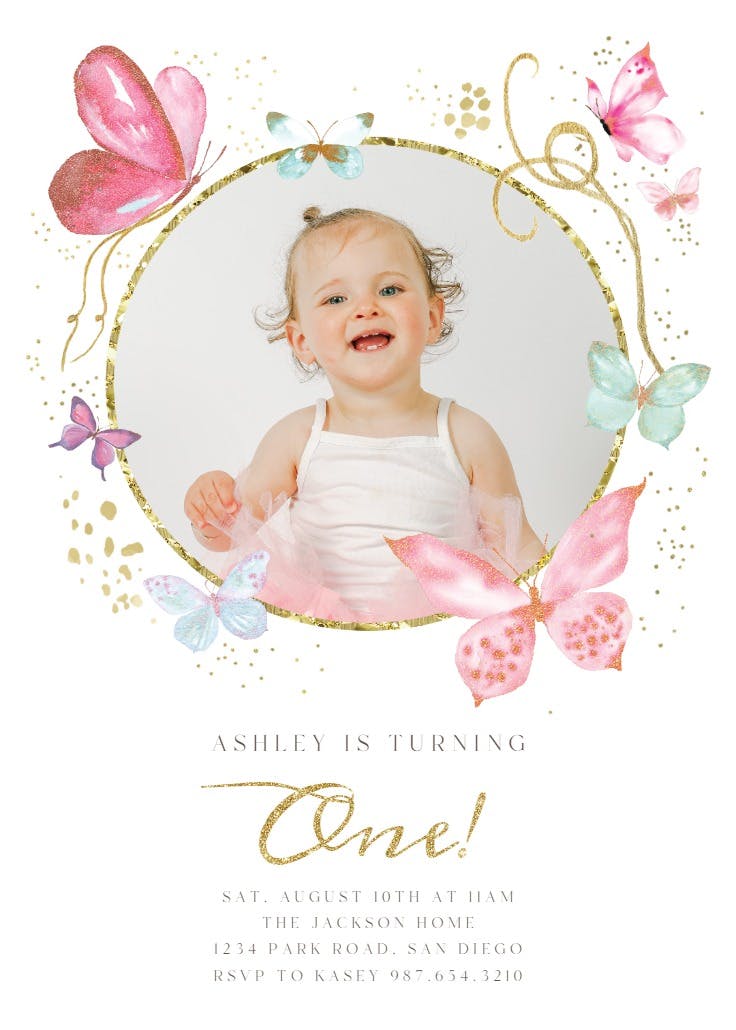 Magical butterflies photo - birthday invitation