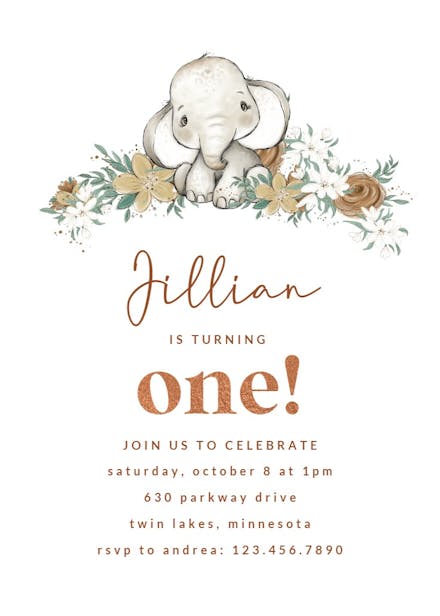 Wild Elephant - Birthday Invitation Template | Greetings Island