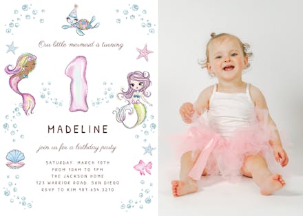 Cute mermaids photo - Birthday Invitation