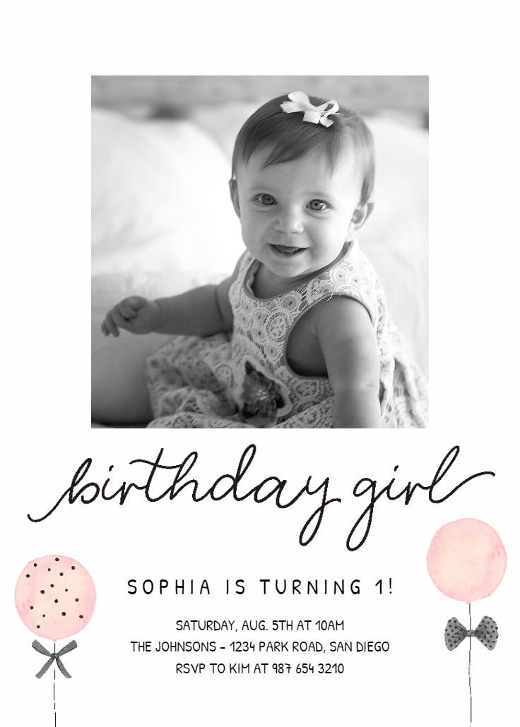 Minimal balloons - birthday invitation