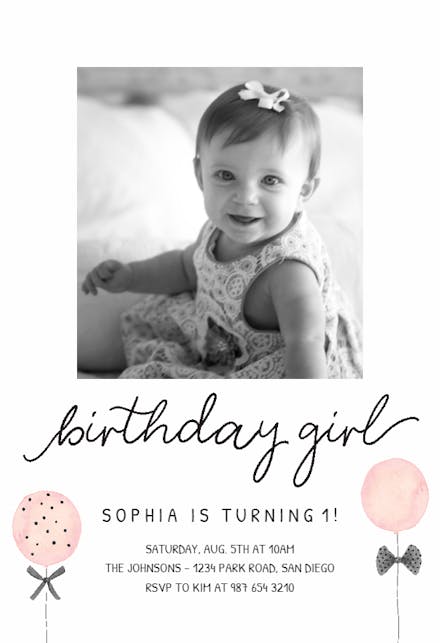 Minimal Balloons - Birthday Invitation