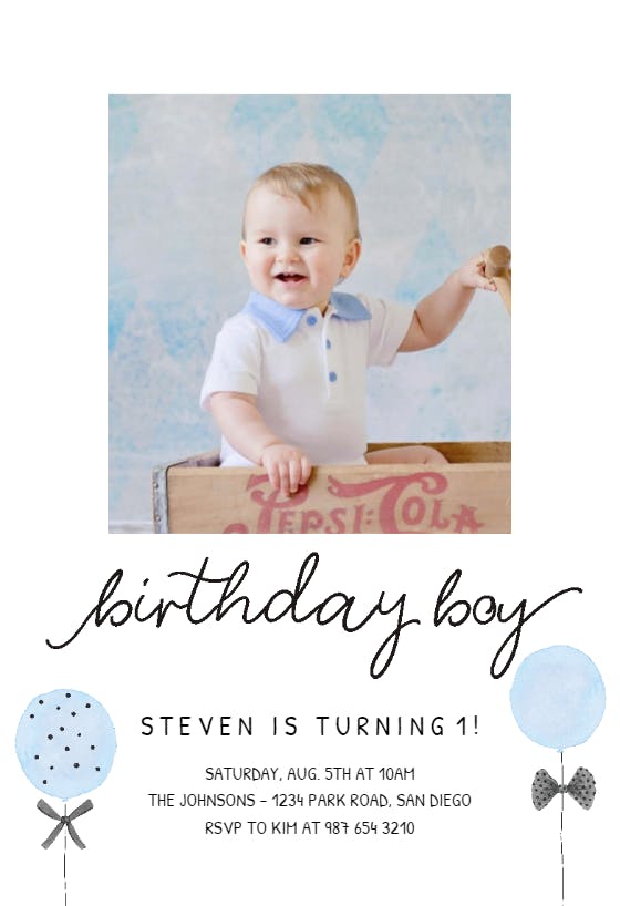 Minimal balloons - birthday invitation