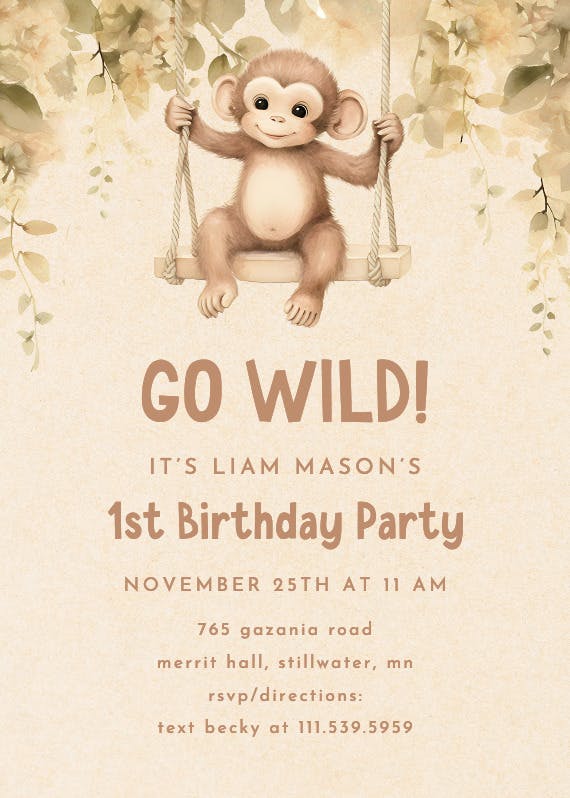 Monkey business - party invitation