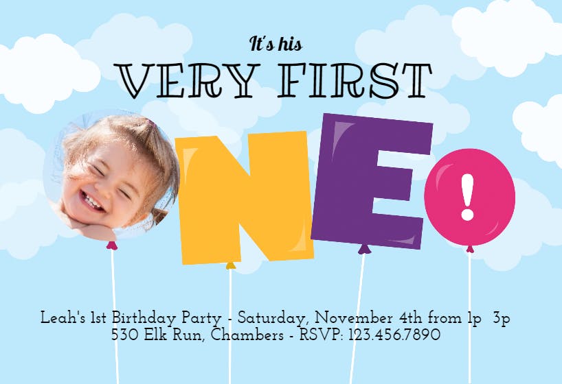 Numero uno - birthday invitation