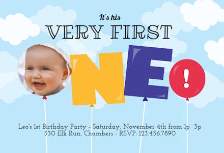 Numero Uno - Birthday Invitation