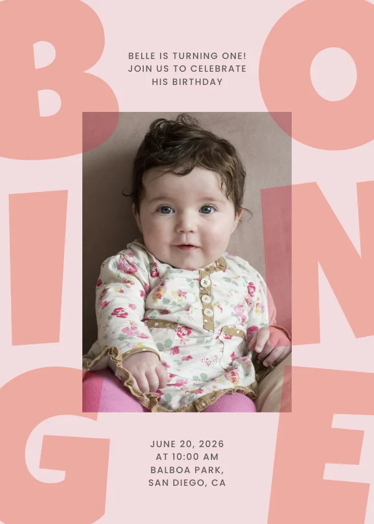 One big step - birthday invitation