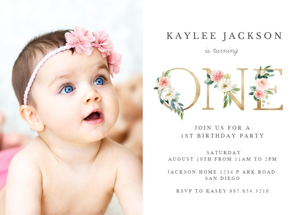 One floral letters - birthday invitation