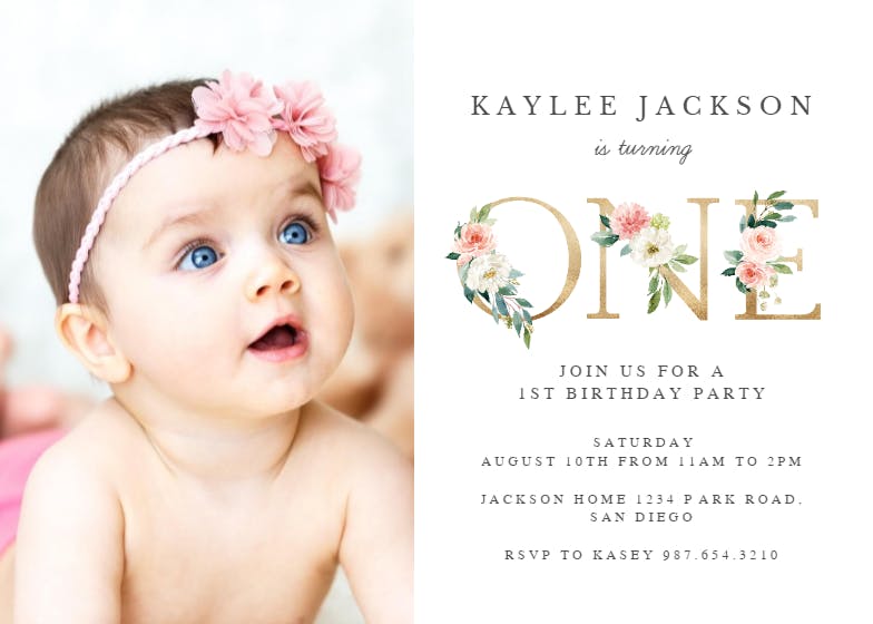 One floral letters - birthday invitation