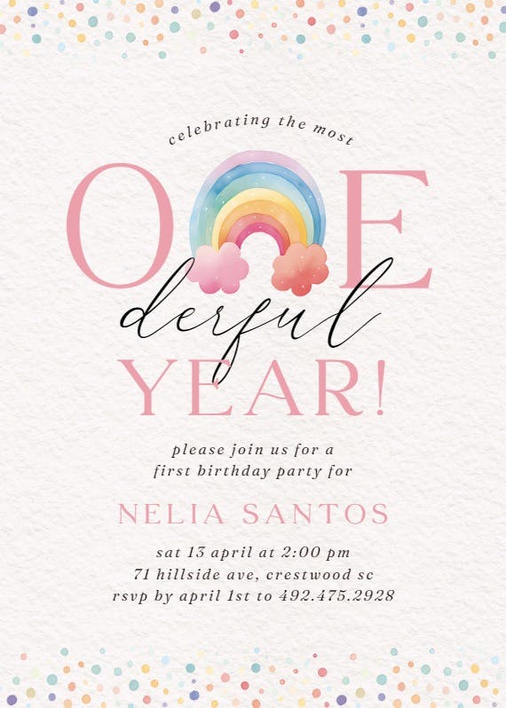 Onederful year -  invitación de cumpleaños