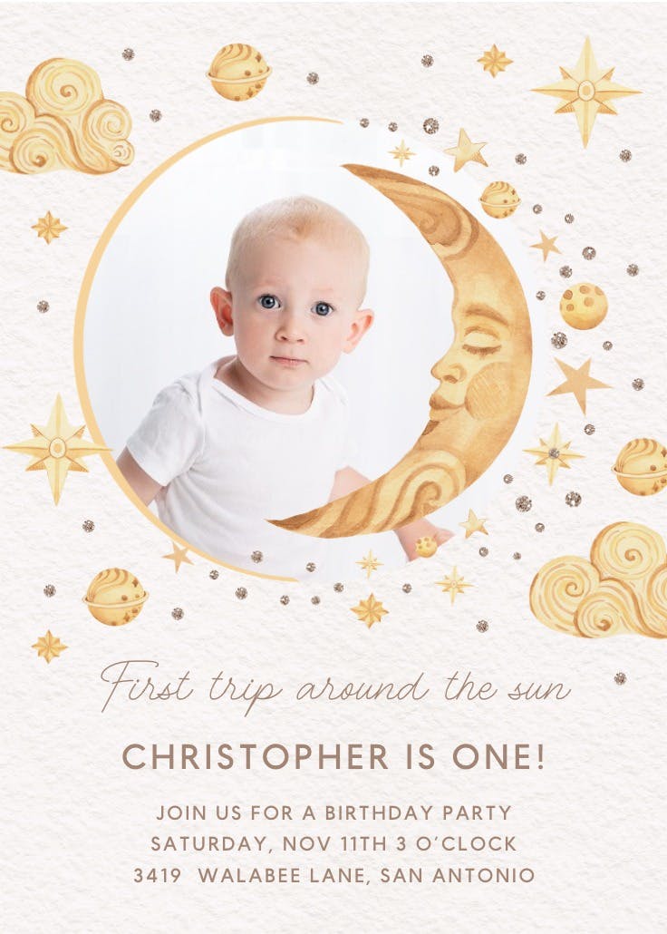 Our little moonbeam - invitación de cumpleaños