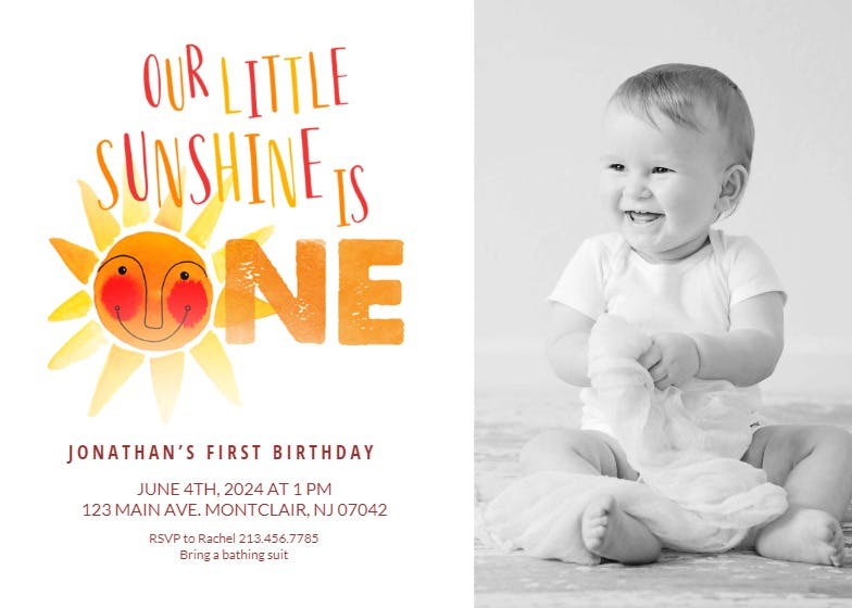 Our little sunshine - birthday invitation
