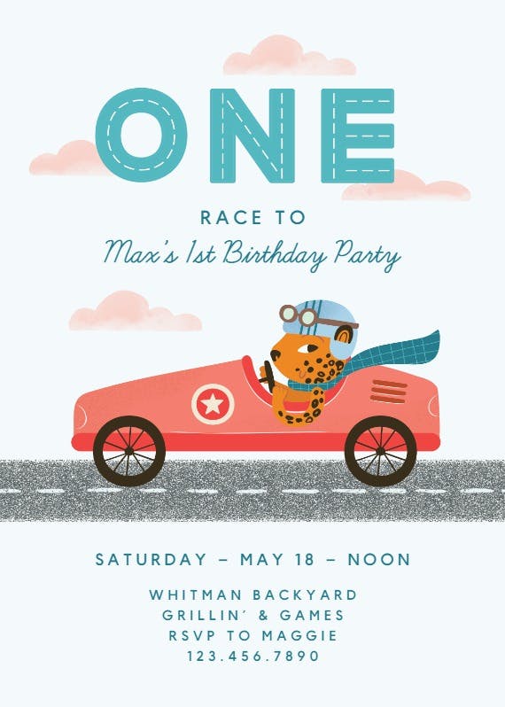 Race car - birthday invitation