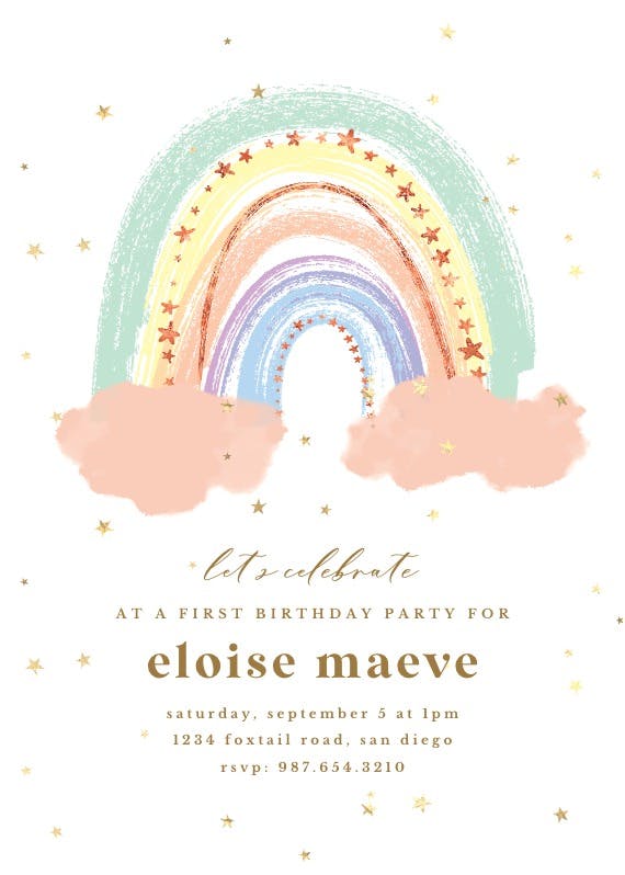 Pastel rainbow - birthday invitation