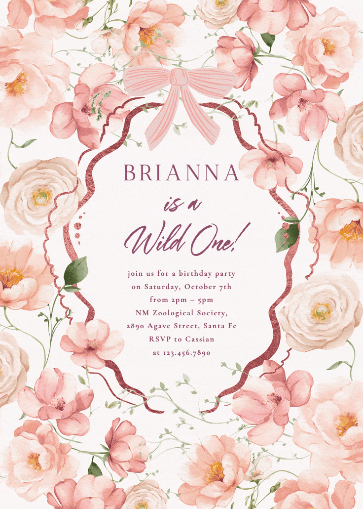Peachy blooms - invitación de cumpleaños