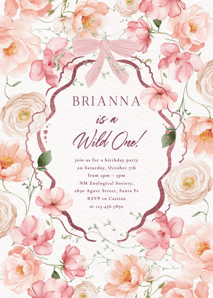 Peachy blooms - birthday invitation