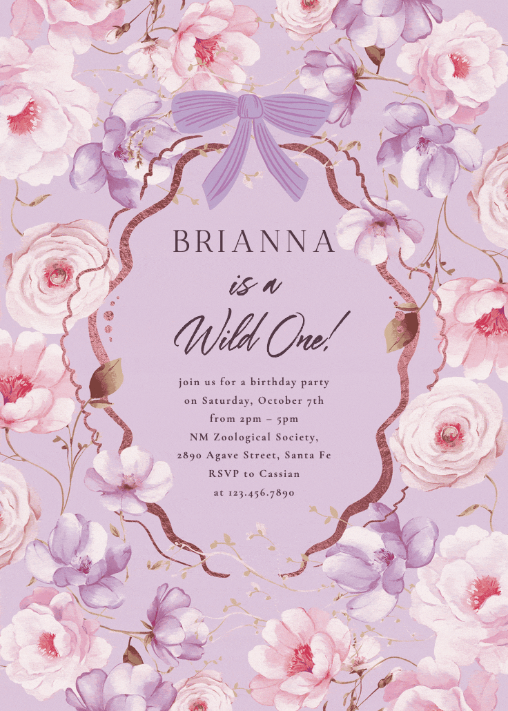 Peachy blooms - invitación de cumpleaños