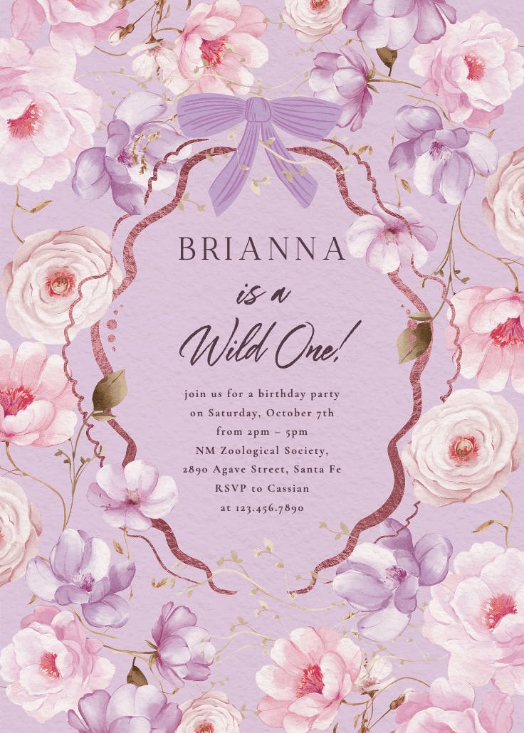 Peachy blooms - birthday invitation