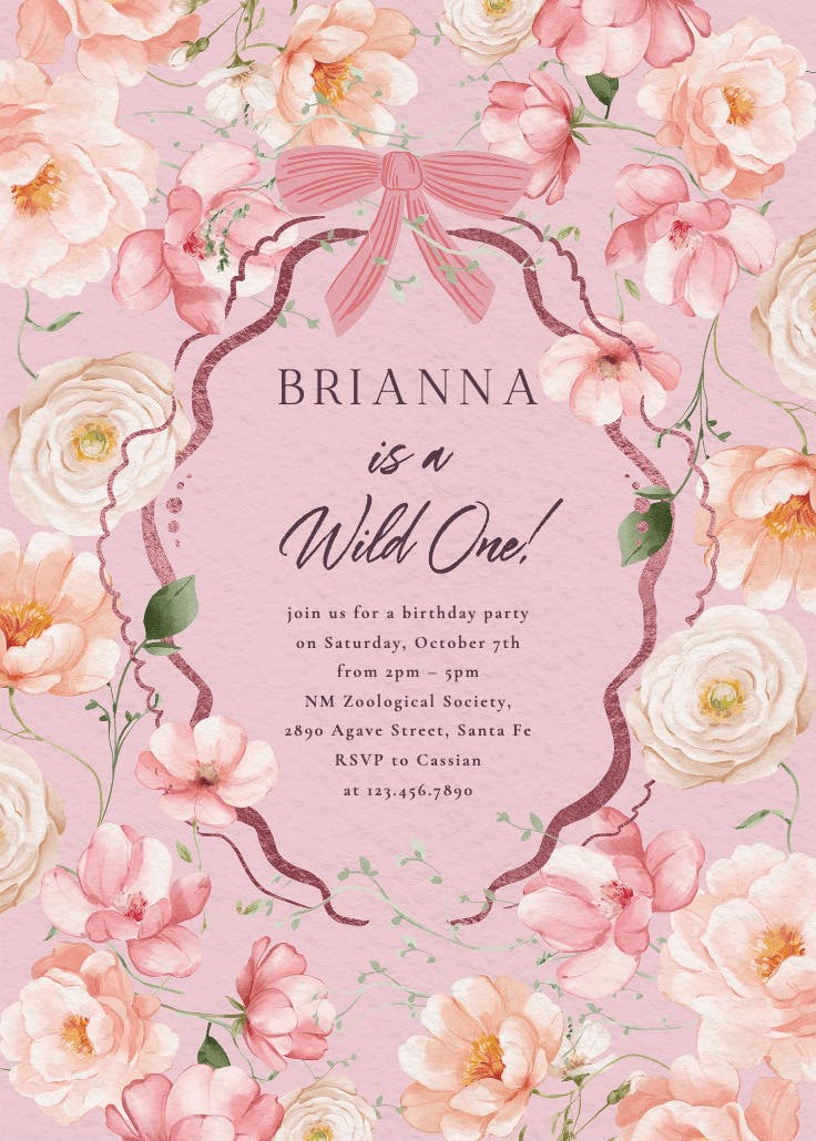 Peachy blooms - birthday invitation