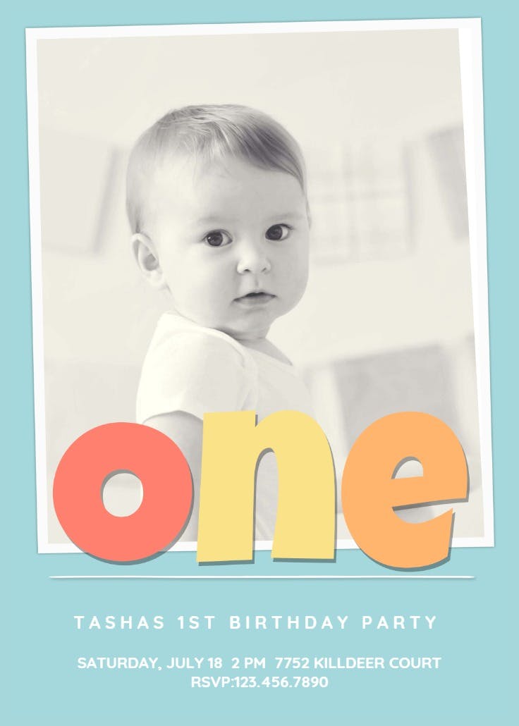 Photogenic baby blue - birthday invitation